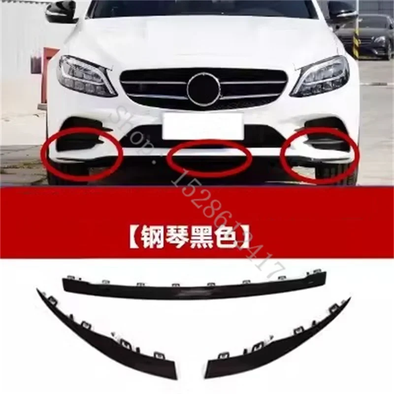 

For Mercedes-Benz C-Class W205 C180 C200 C260 C300L 2019-2021 Chrome Front lip spoiler diffuser bumper trim car Accessories