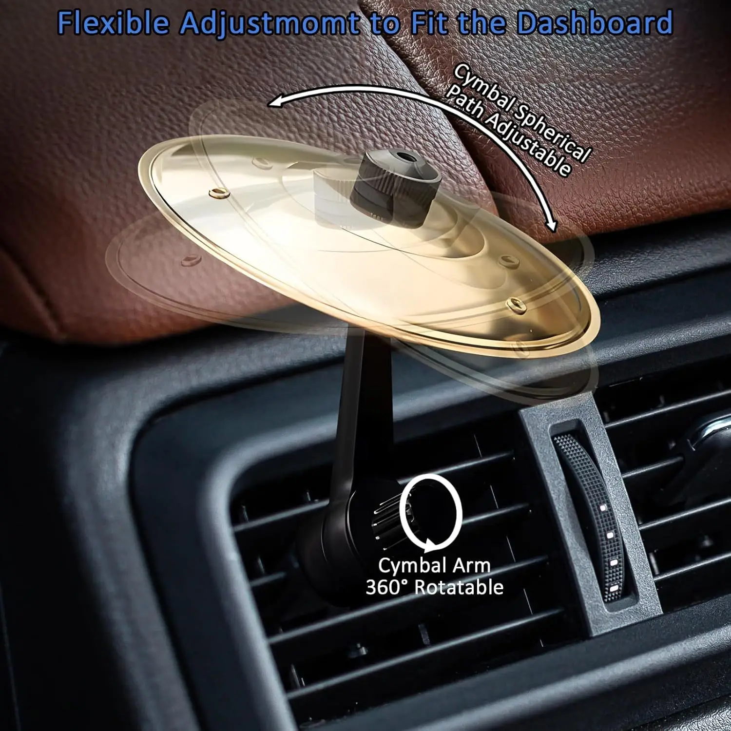 Car Air Vent Dashboard Crash Cymbal Portable Percussion Instrument For In Car Entertainment Vent Mount Percussion Accessory