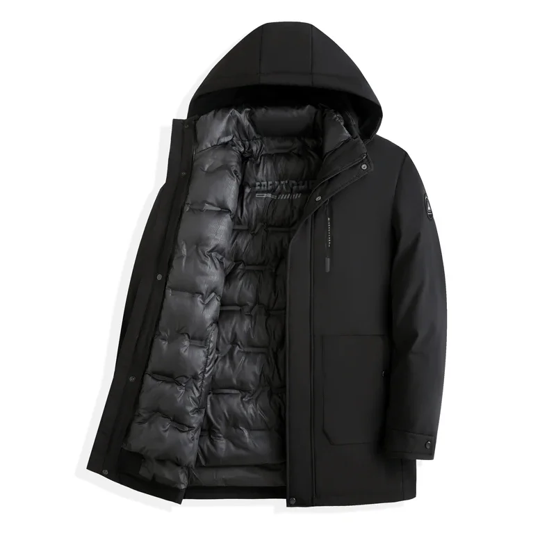 Autumn Winter Jacket Mens Classic Brand Detachable Down Cotton Liner Warm Coat Business Casual Thick Windproof Hooded Coat M-4XL