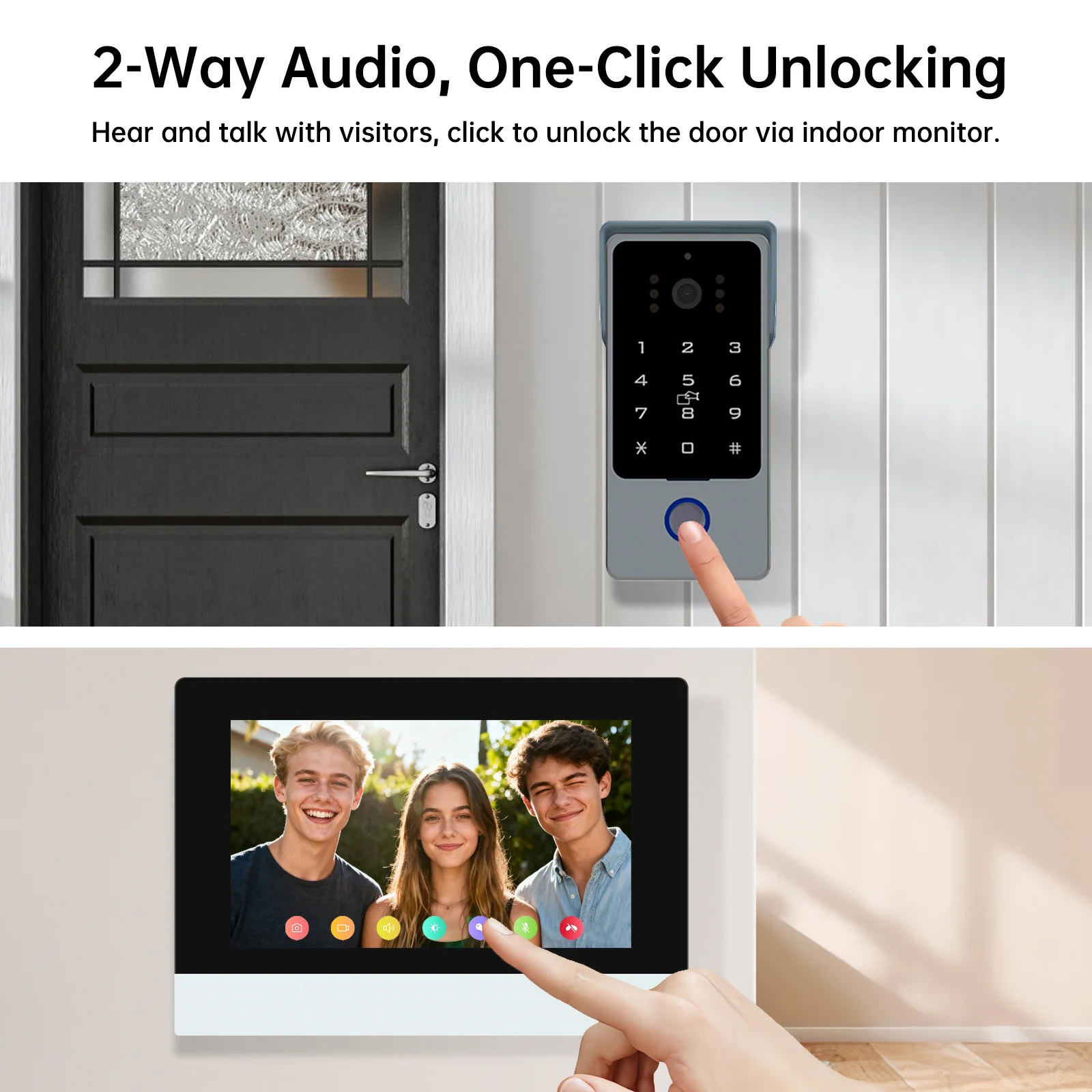 Видеотелефон, 2 провода, 7 дюймов, сенсорный экран, дверной звонок, RFID-разблокировка, ночное видение, Tuya Smart 1080P, комплект видеодомофона, домофон, Maison