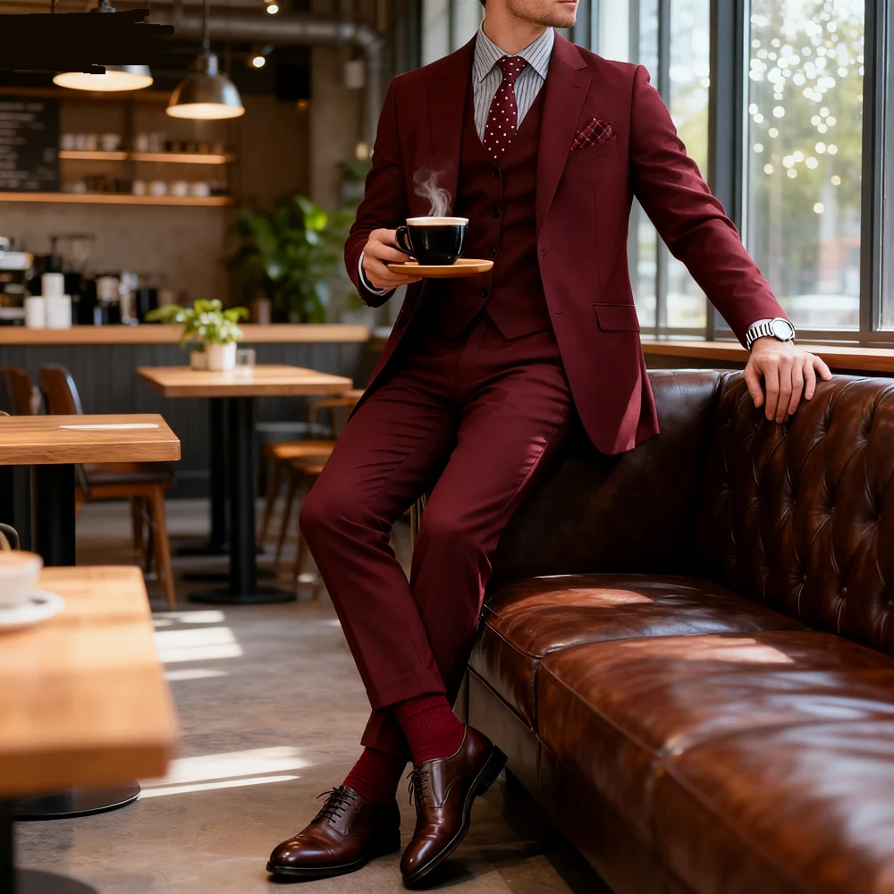 

Men's Solid Formal Suit, Wedding Business Suit, Including Jacket, Vest, Pants, Party, Prom, Classic Occasion, 3Pcs