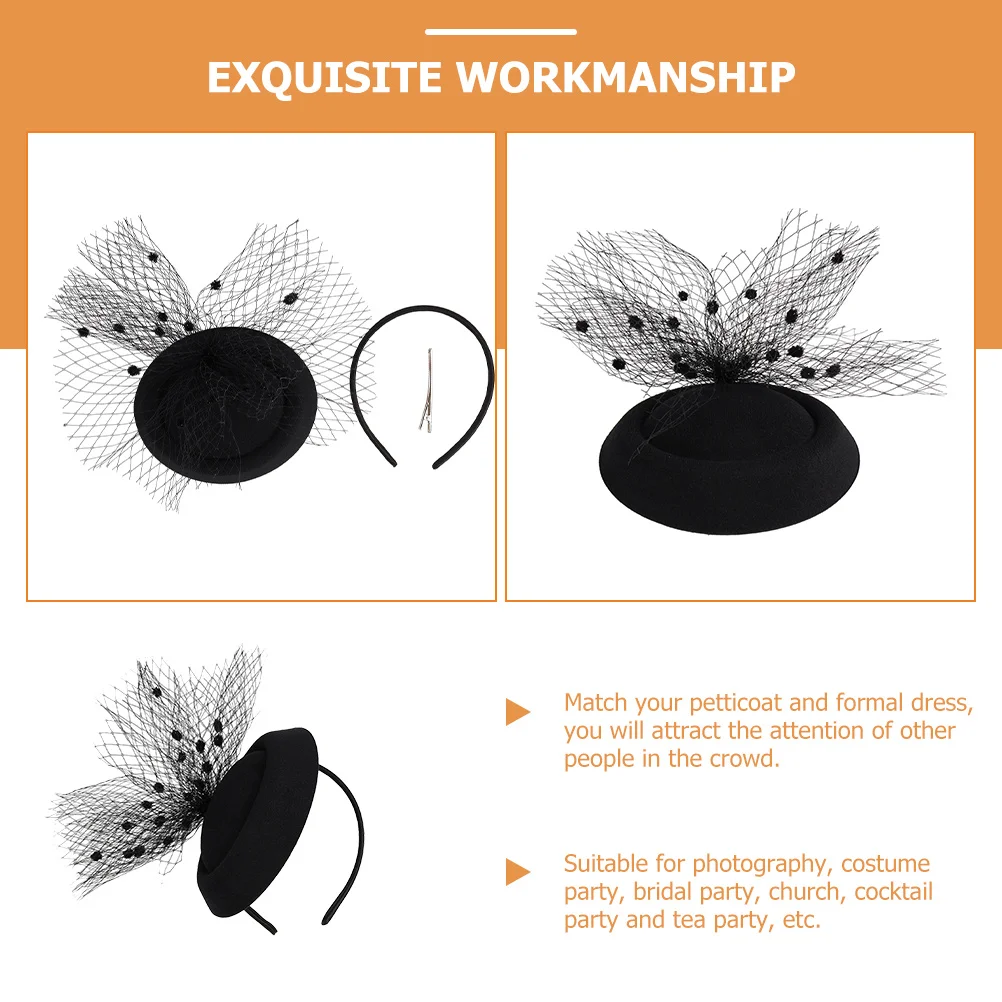 

Women Fascinators Hat Hair Clip Mesh Headband Adjustable Elegant Vintage Style for Tea Party Dress Hats Tea Party Hat, Hat