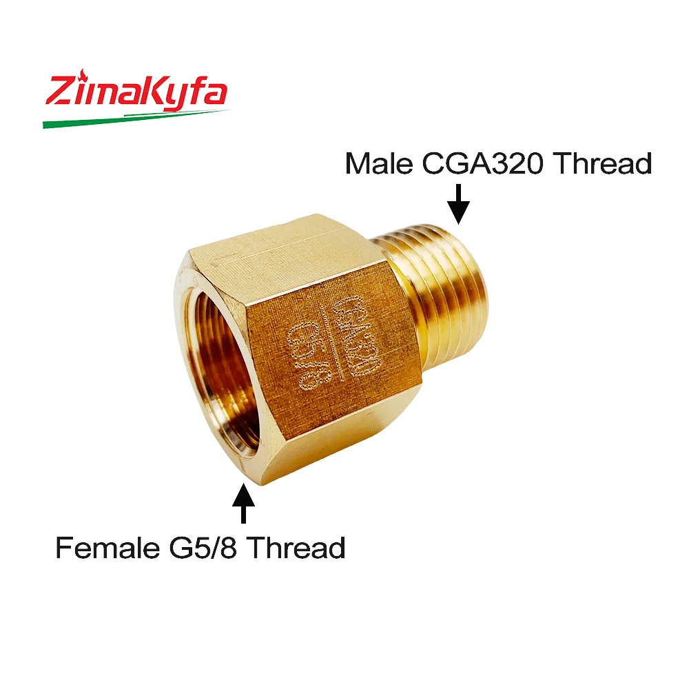 Adaptador do conector do cilindro do tanque, Conversor para regulador, G5/8 para CGA320 G5 8 Thread