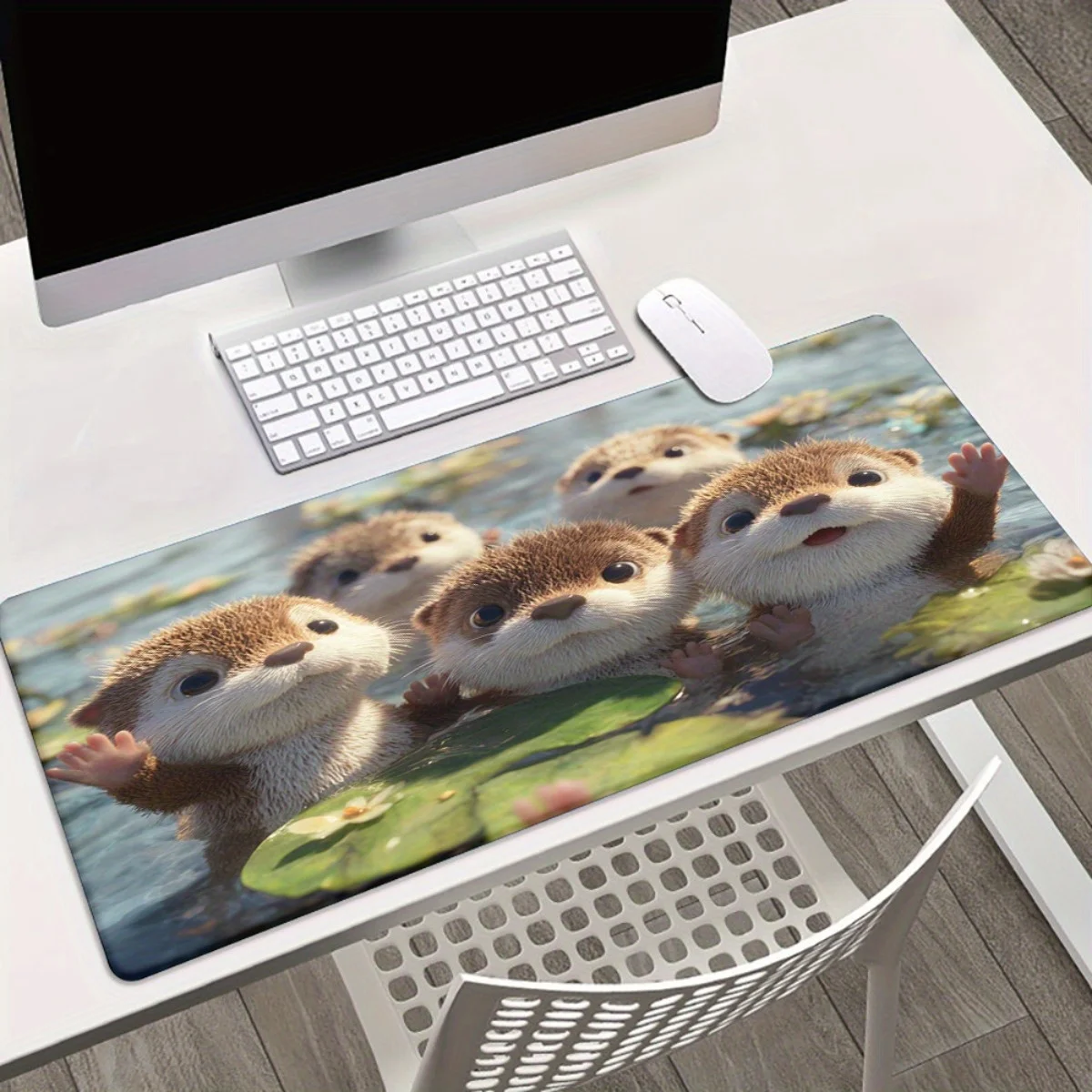 

The cute otter cub mouse pad with an anti-slip rubber base is suitable for home and office use as a computer accessory