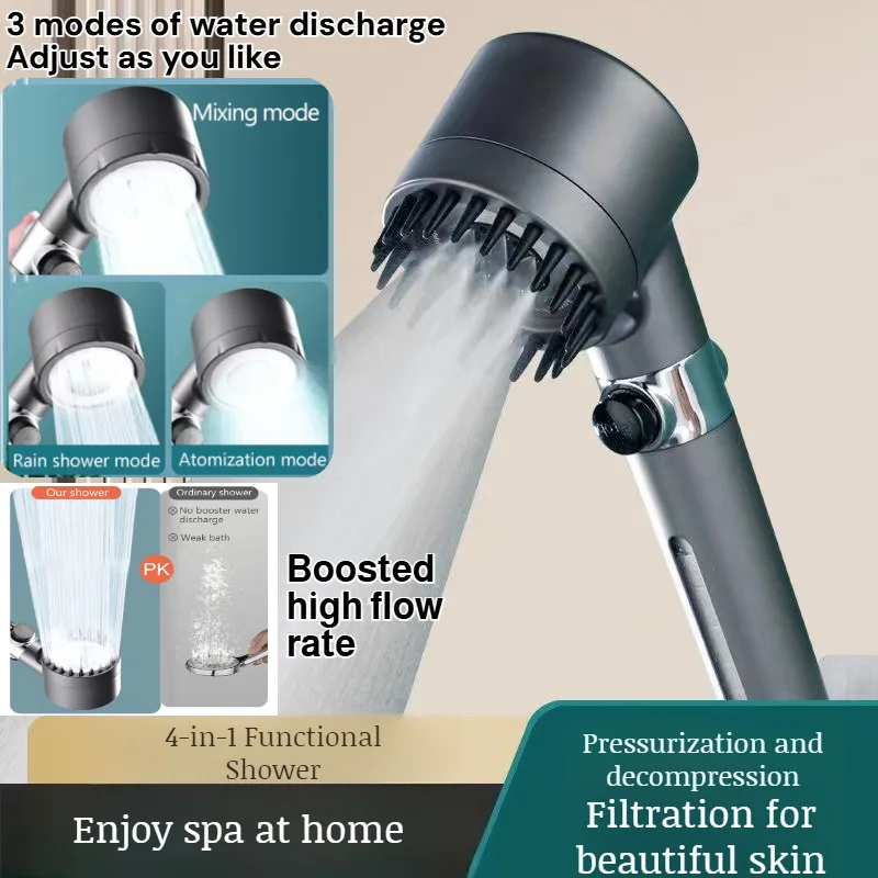 

Душевая лейка с высоким напором, фильтрами, многофункциональная, с защитой от протечек, три регулируемых режима, съемная