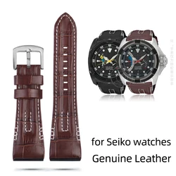 Watch Band For Seiko VELATURA/SRH series SRH013 SPC007J1 watchband 26mm Genuine Lea-ther with stainless steel buckle strap