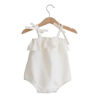 Bebê recém-nascido Meninas Macacão De Algodão Sólido Ruffles Slip Strap Playsuit Onepiece Roupas De Bebê Romper