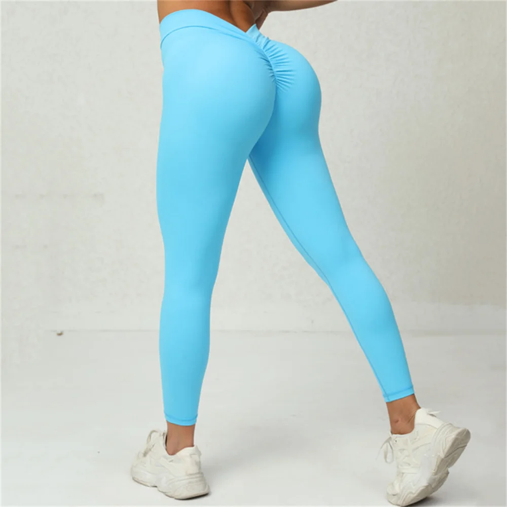 Leggings de sport push-up pour femme, pantalon de yoga, fitness, course à pied, entraînement, gym, filles, énergie du dos en V