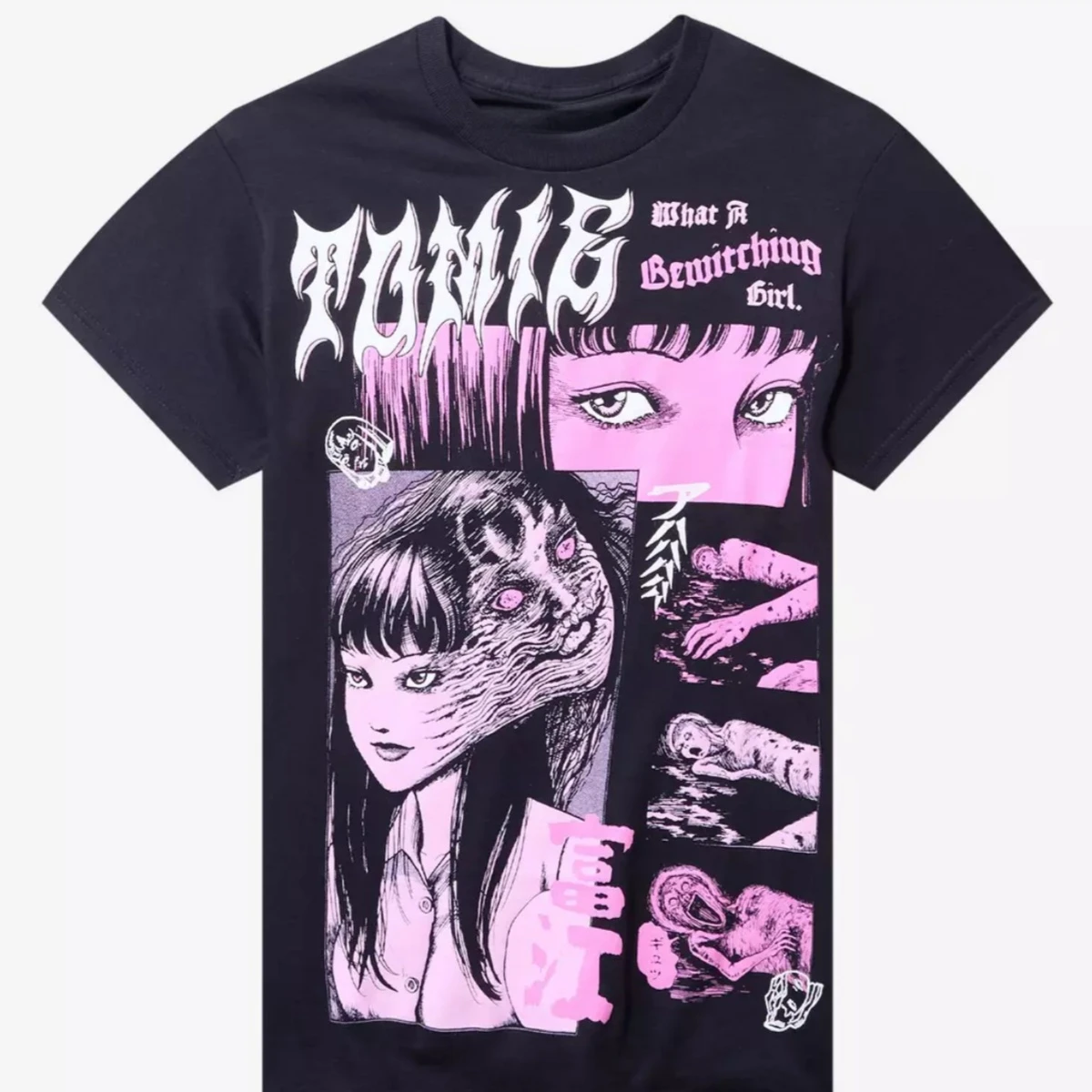 Junji Ito Tomie Pink Panel T-Shirt Cotton Graphic Tee Men Women Summer Streetwear