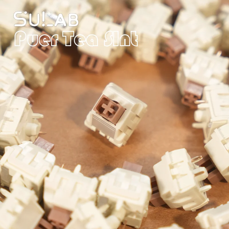 Pu'er Tea Silent Switch Micro Tactile Pre-Lubed 5 Pins HotSwap POM Stem WingTree&LICHICX Switches For Mx Mechanical Keyboard