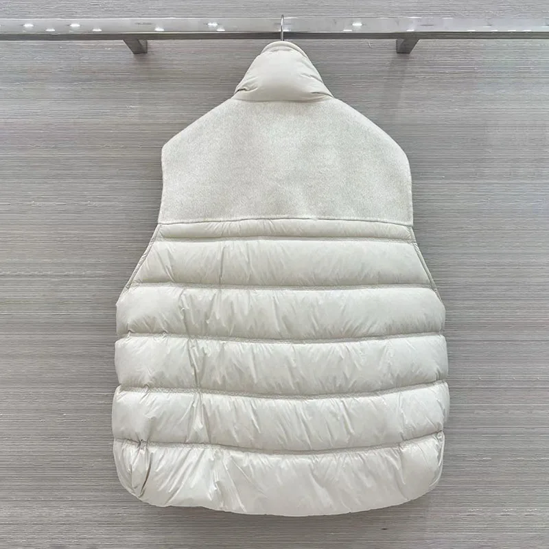 2026, Ladies Double-sided Cashmere Patchwork Down Jacket, Sleeveless V-Neck Coat, High-Quality Warmth-Resistant Outfit, Y2K
