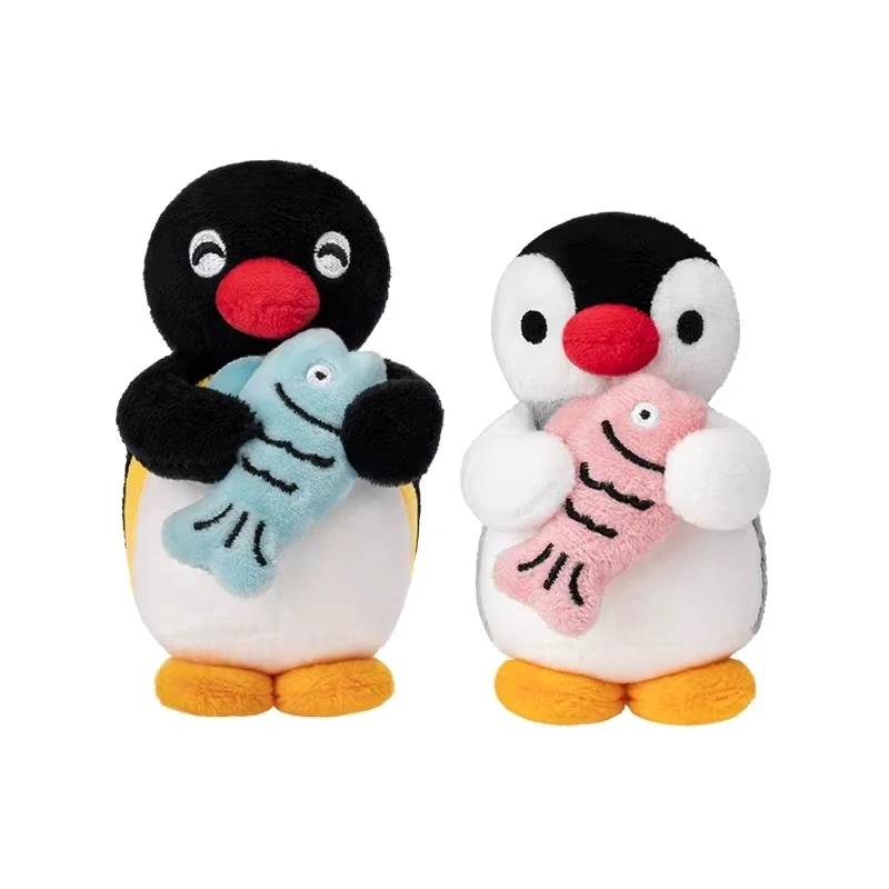 Oryginalny breloczek z serii Pingu Mini Pair Plush, uroczy pingwin, zawieszka, lalka ryba, zabawka, prezent urodzinowy dla przyjaciela lub ukochanej osoby.