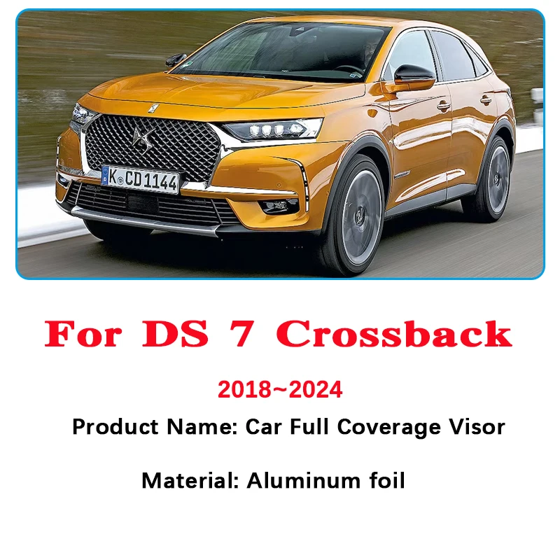 Capa de sombreamento da janela do carro para Citroen DS7, protetor solar preto Sliver, pára-sóis anti-UV, acessórios automáticos, crossback, 2018-2023, 2024, DS 7