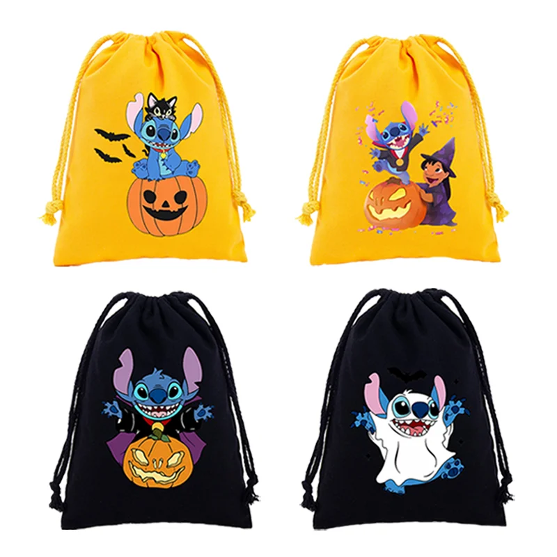 Stitch Drawstring Pocket Canvas Cute Cartoon Dust Resistant Jewelry Storage Bag Boys Christmas Halloween Candy Decoration Gift