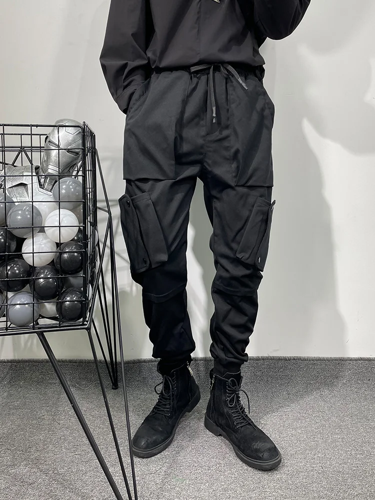 Owen Seak Men Casual Harem Pants Gothic Men Clothing Cargo High Street Sweatpants Autumn Men Calf-Length Pant Black Pants