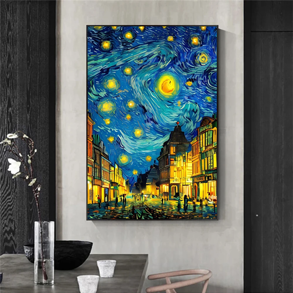 Van Gogh Sunflower Flower Starry Sky Art Pictures Poster Printing Oil Painting Canvas Painting For Modern Home Decor Gift