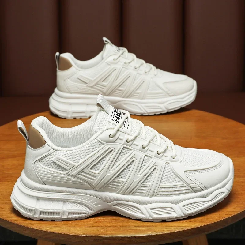 2025 Men's Sneakers White Running Shoes Breathable Mesh Men Sports Shoes Platform Heighten Man Casual Shoe Zapatillas De Deporte