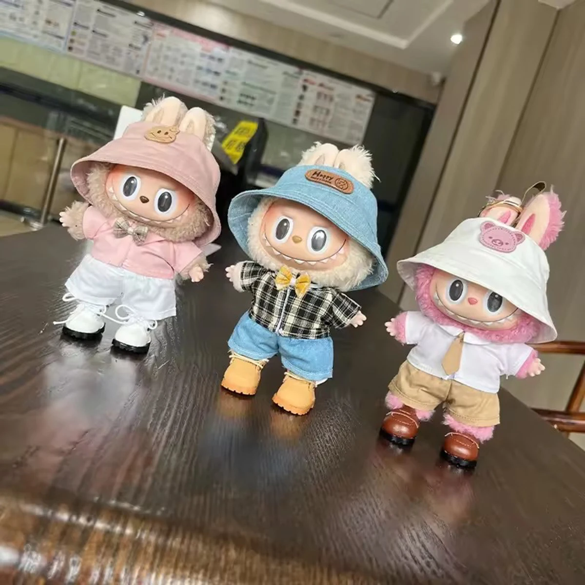 Doll Accessories Shirt and Shorts Suit Fisherman Hat Outfit Set for 15/17cm Labubu