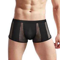 Sexy Men Mesh Patchwork Brief See Through Underwear Male Bulge Pouch Trunk See-Through Underpants Breathable Panties