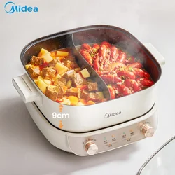 5.5L Electric Hot Pot Household Split-type Mandarin Duck Pot Multi-function Double Knob Temperature Control Electric Frying Pan