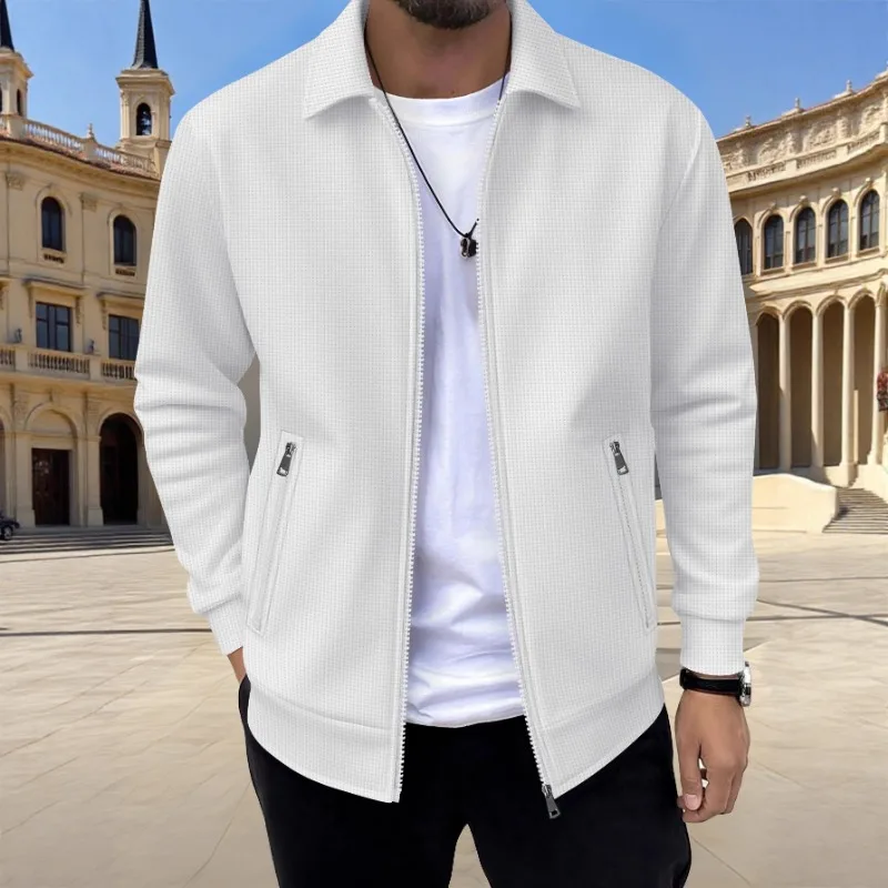 2025 New Casual Men's Winter New Solid Color Pocket Zipper Long-sleeved Jacket Jacket