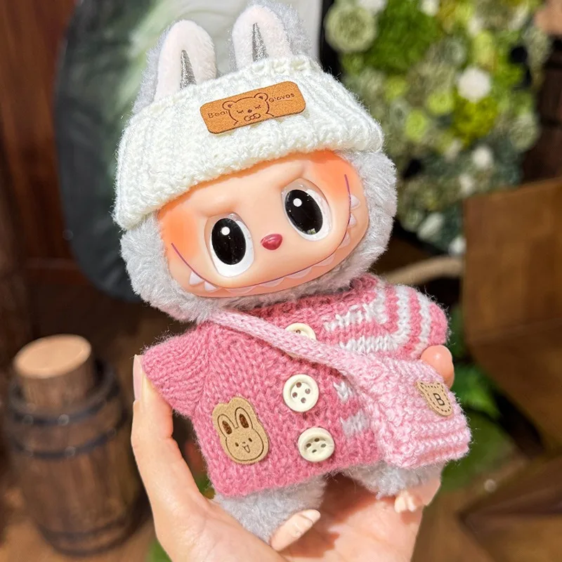 Labubu 3.0 Big in Energy Series Roupas Labubu Urso Suéter Conjunto de chapéu flangeado Combinando moda e fofura Labubu Ropa [sem boneca]