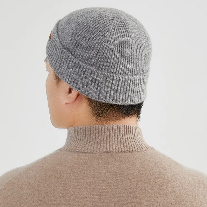 DjzDsm 100% Pure Cashmere Men's Pullover Hat Winter Outdoor Warmth Knit Hat Fashionable And Comfortable Cashmere Hat