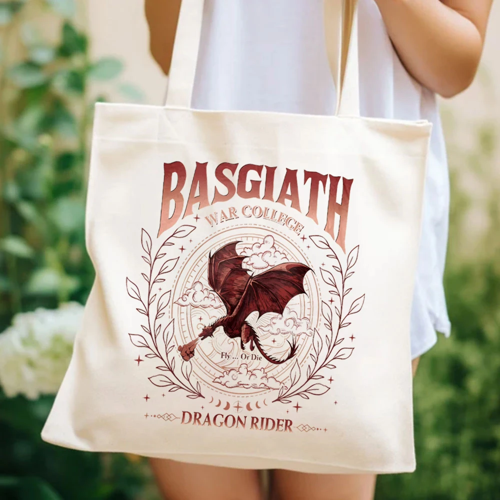 Bookish Fantasy Book quarta ala Tote Bags Riders Basgiath War College Ladies Shopping HandBags Vintage Dragon Rider Book Lovers