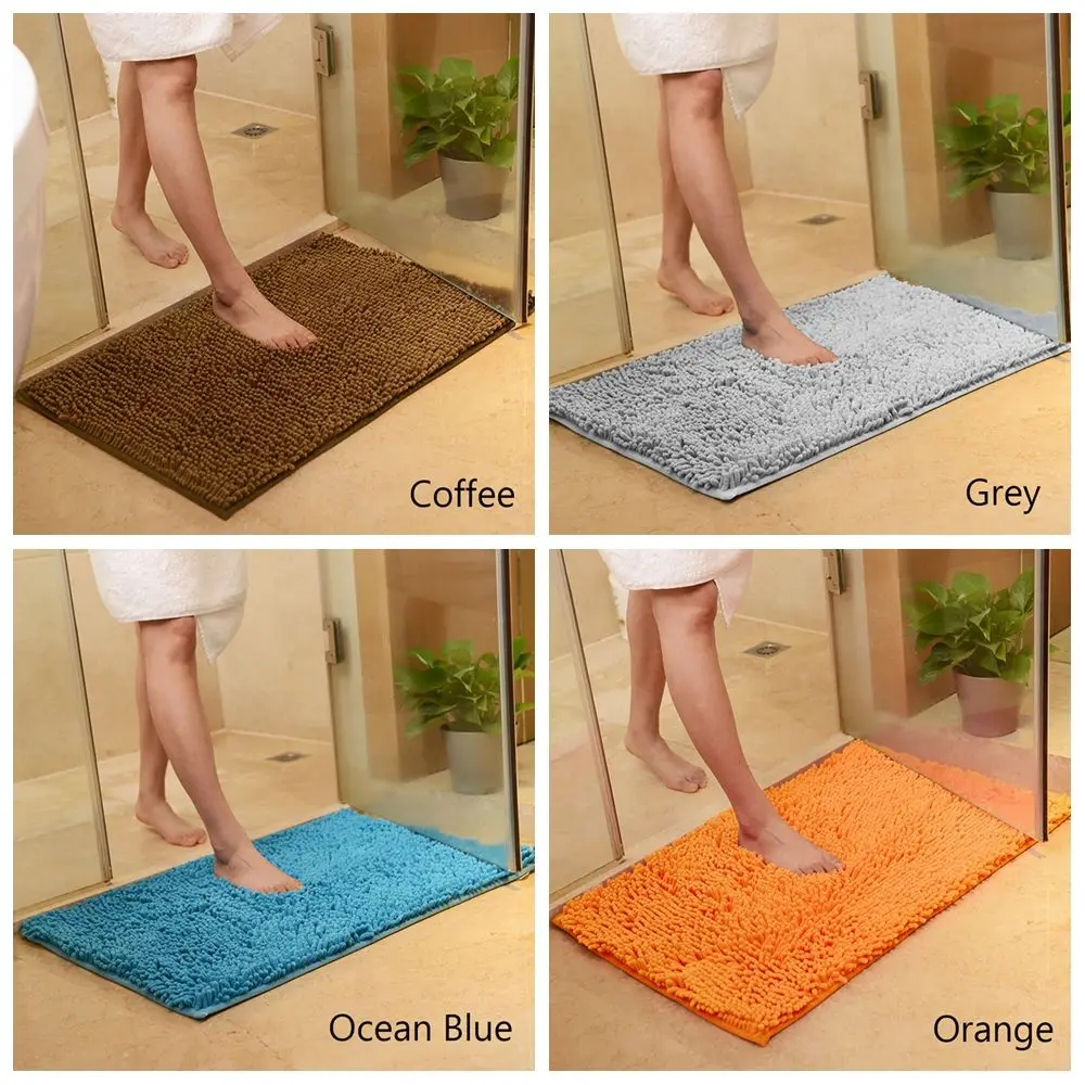 40*60cm Super Absorbent Colorful Toilet Kitchen Bathtub Floor Anti Slip Doormat Bathroom Carpet Chenille Bath Mat