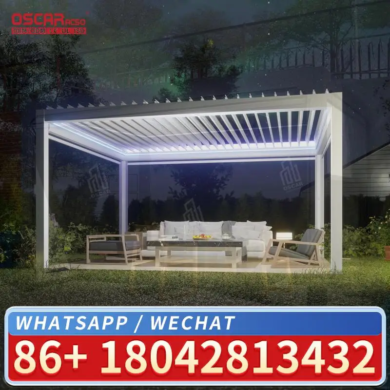 Motorized Louver Aluminum Outdoor Pergola for Patio Bioclimatic Structure Garden Terrace Louver Pergola
