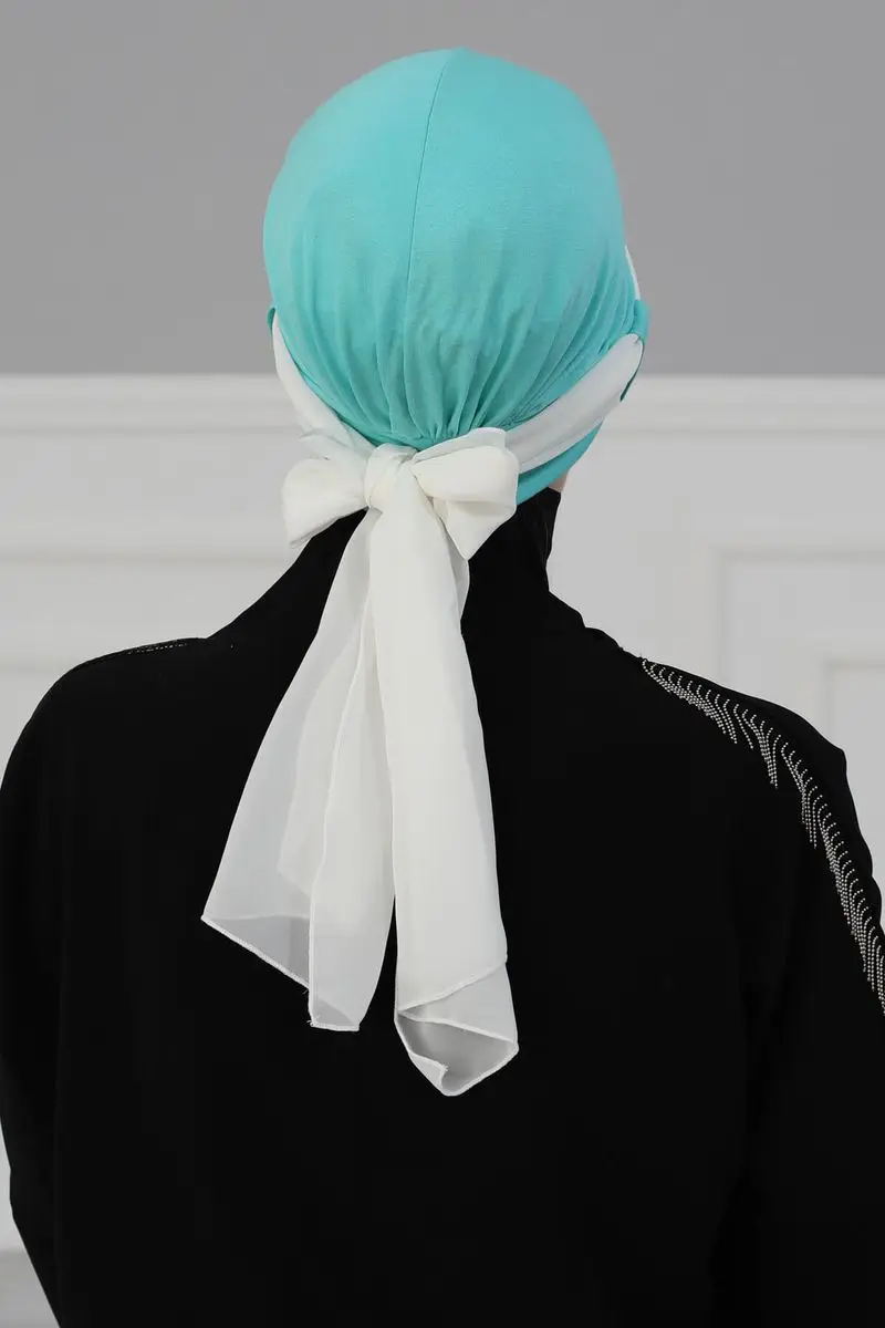 Chiffon cinto chapéu osso turquesa