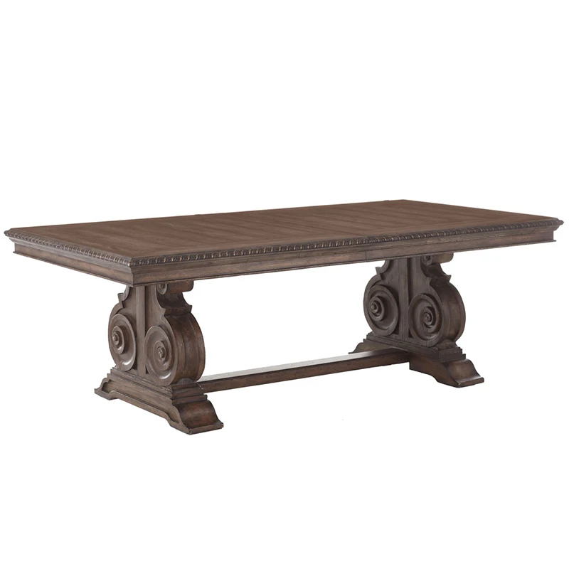 

All solid wood carved dining table combination retro long rice large board table