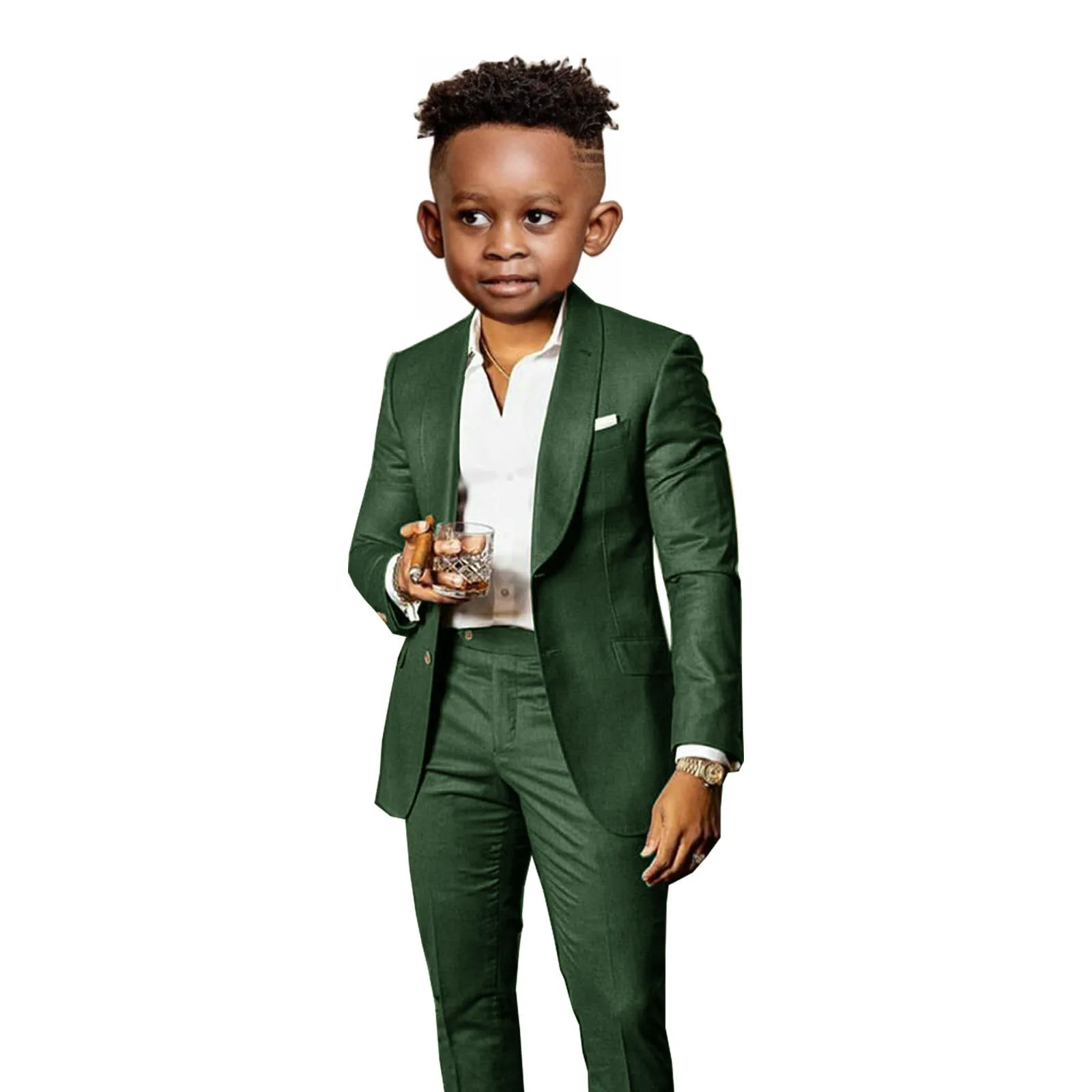 Brown Boys Suit 2 Pieces Jacket Pants Shawl Collar Wedding Tuxedo Kids Clothes Fashion Party Formal Dresses