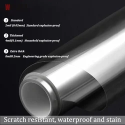 Clear Window Security Film Anti Shatter Glass Film Safety Shatterproof Tempered Glass Protection Film for Home and Office