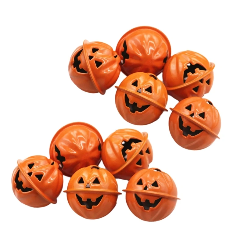 10pcs Metal Pumpkin Bells for Halloween Celebration Jewelry Making Component