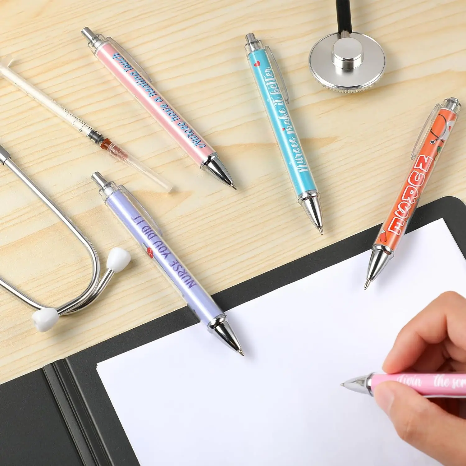 10 pcs Nurse Pens Ballpoint Set Retractable Cute Gifts Personalized Ball Point Pen Funny Appreciation Sets Nursing Black Ink for