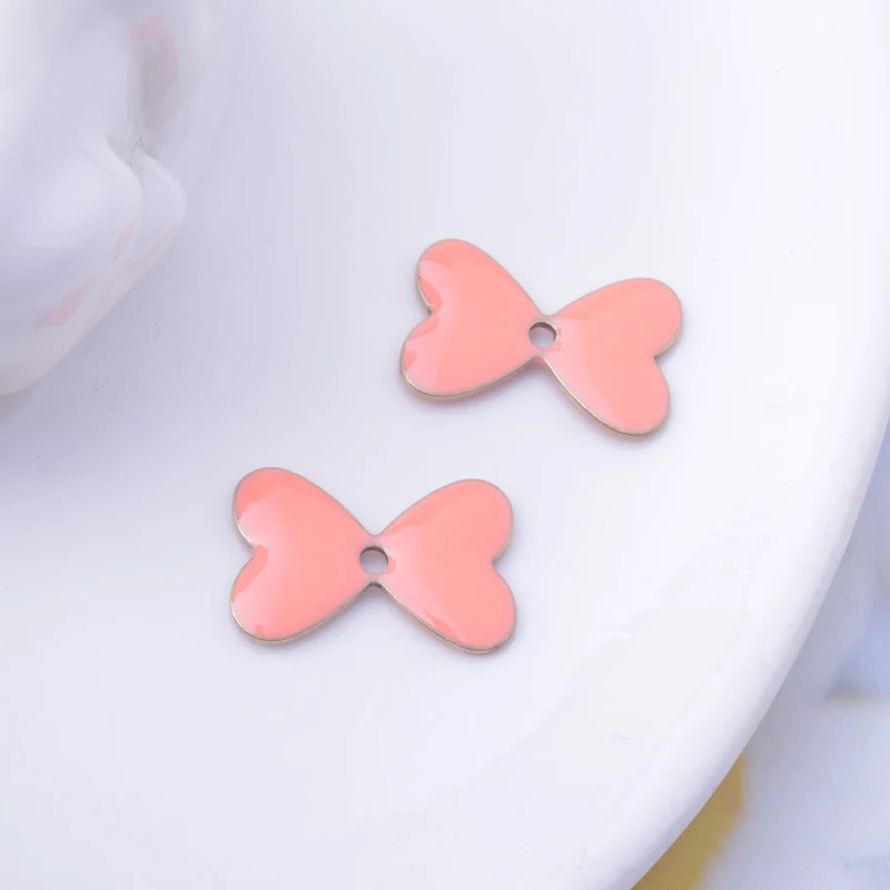 30 Stück Kupfer-Charms mit beidseitiger Emaille, rote Korallen-Anhänger, Verbinder für DIY-Schmuck- und Ohrringherstellung – Detail 9