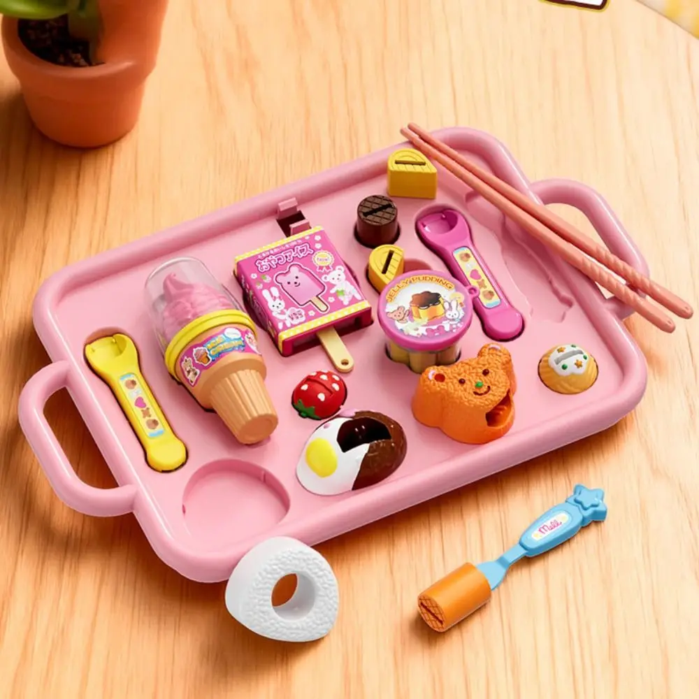 Little BearShape Pudding Feeding Set Pretend Play Simulation Model Lunch Box Pudding Toy Early Education Role Play