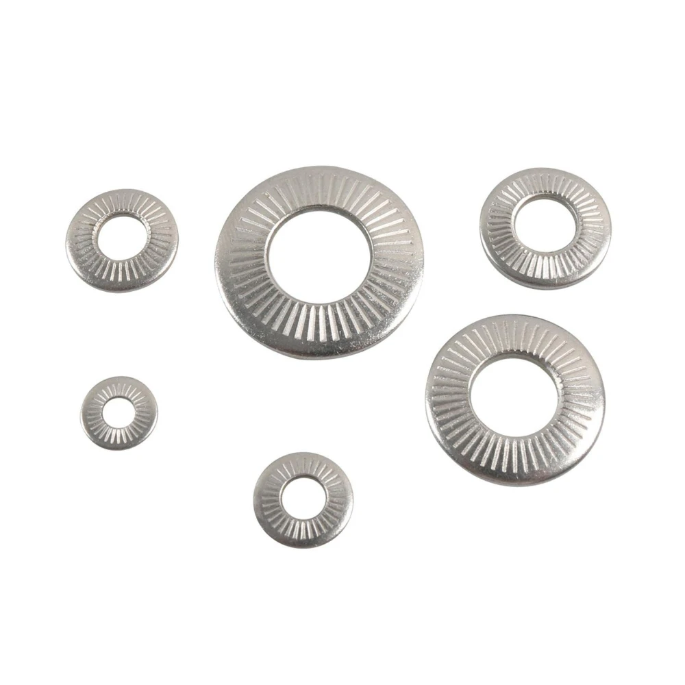304 Stainless Steel Disc-shaped Single-sided Embossed Elastic Gasket Disc-shaped Serrated Anti-loosening Locking Gasket M3-M10