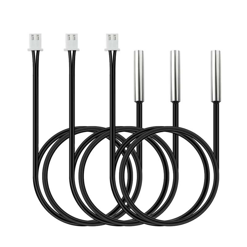 3PCS 3M B3950 NTC Thermistor Temperature Sensor Probe High Sensitivity Nickel-Plated Copper Housing 1% Accuracy for Temperature