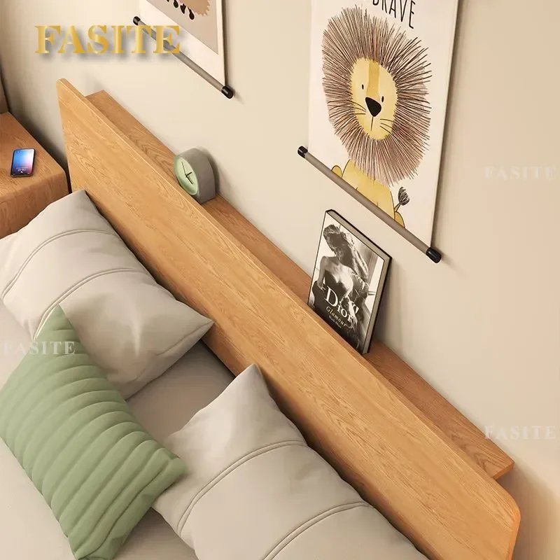 For Solid Wood Bed Frame Wide Whole Board Bold Legs Log Eco Friendly No Odor Master Bedroom Second Bedroom Self Built House
