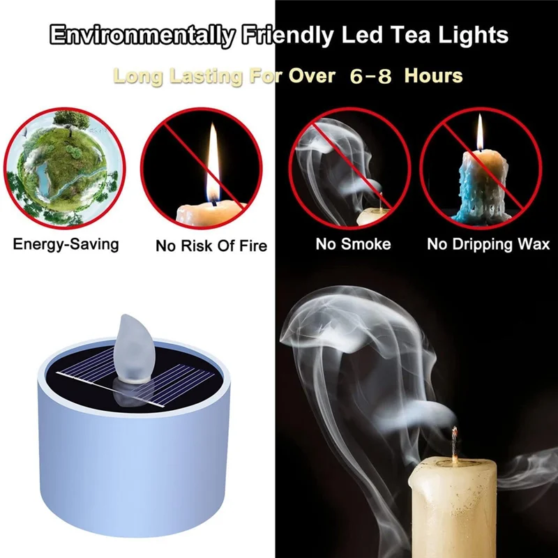 AF90-6PCS Candele ad energia solare resistenti alle intemperie Candele solari senza fiamma Candele solari a LED Luci senza fiamma per campeggio in giardino