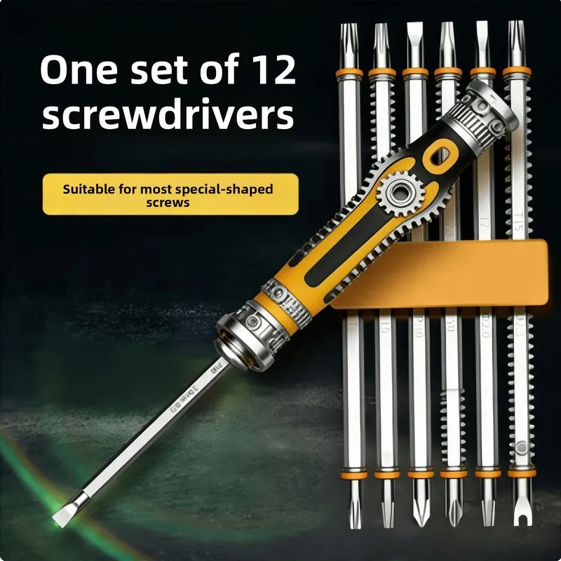 12 All-in-One Screwdriver Set with Combination Bits, Precision Repair Tools for Home Use, Multi-Functional Screwdriver with Phil