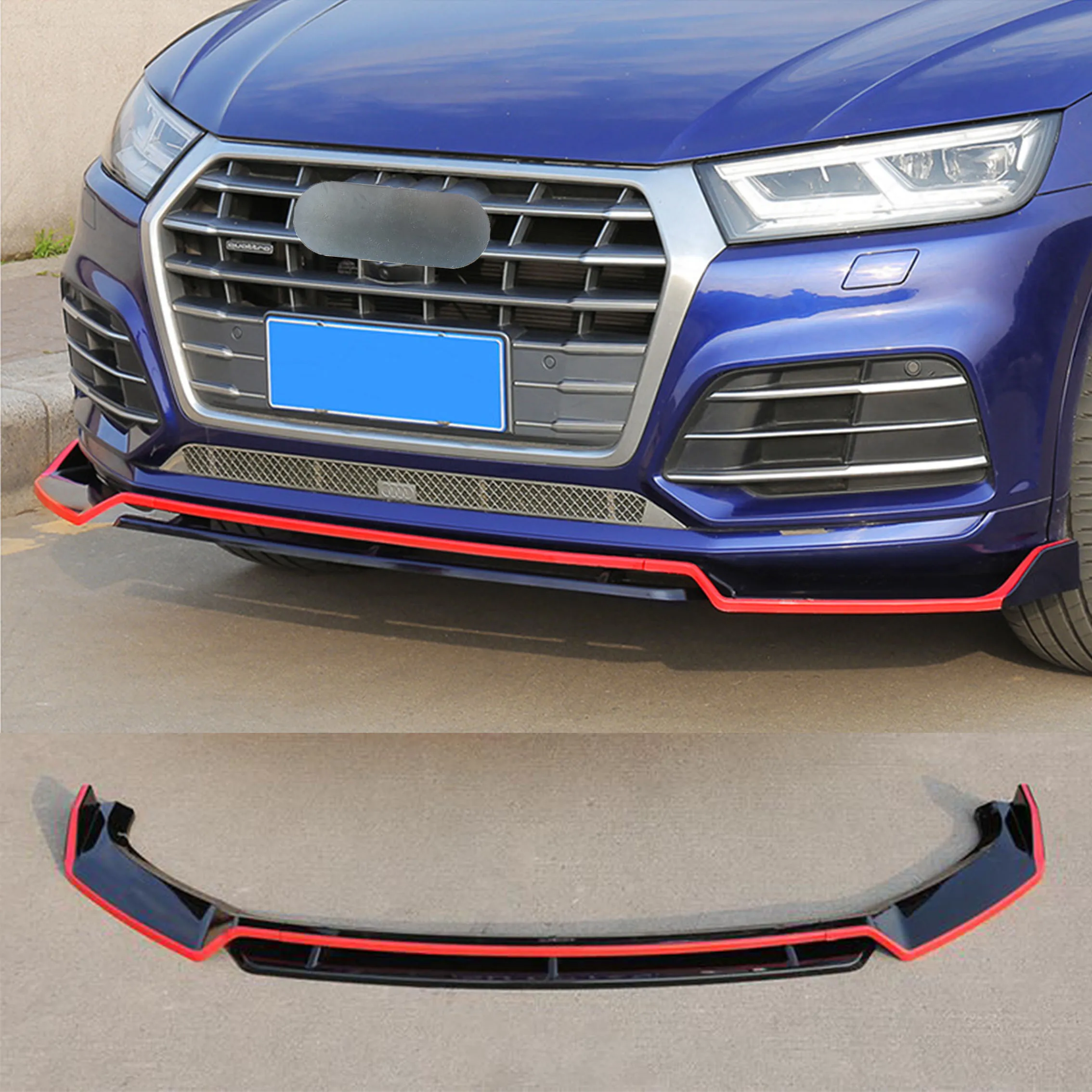 4Pcs/Set For Audi Q5 SQ5 Sport Bumper Front Lip Spoiler Splitter ABS Body Kit 2018-2020 Car Accessories Exterior Parts