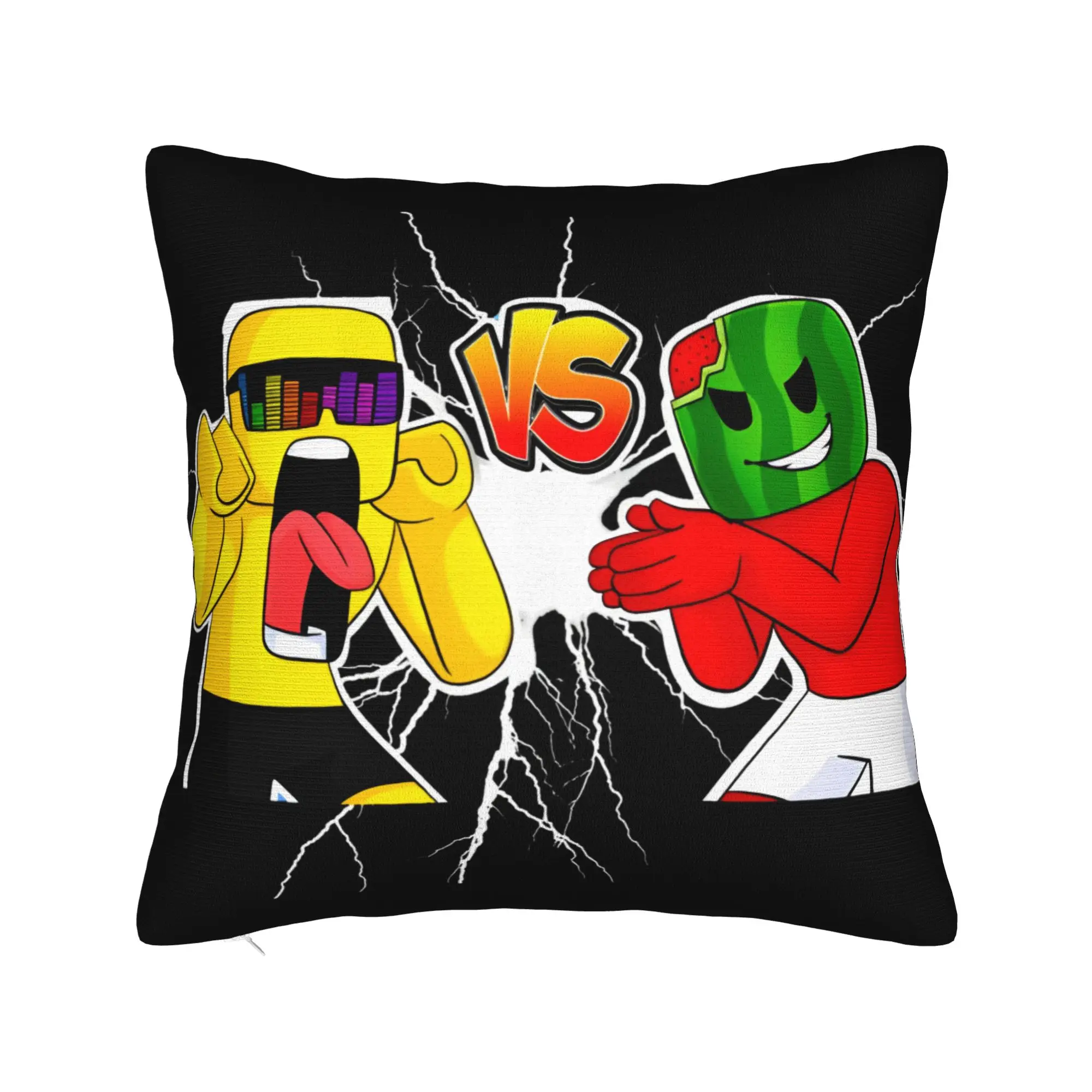 Sunny VS Melon Lightning Battle Cartoon Art Pillowcases  Retro Trendy Pillow Case For Sofa Car Home Decor Graphic Pillow Cover