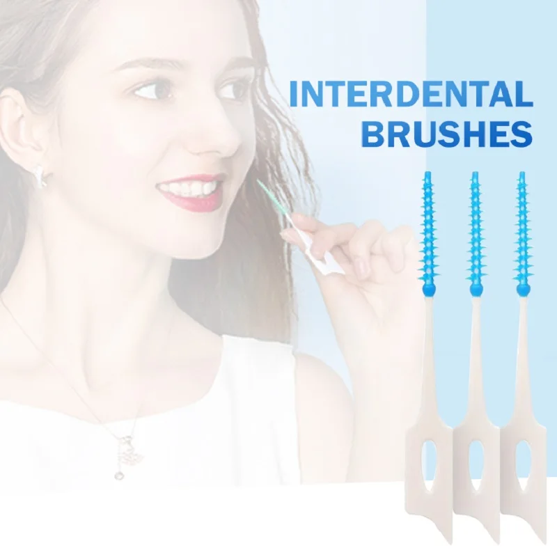 200 pcs/box Silicone Interdental Brushes Super Soft Dental Cleaning Brush Teeth Cleaner Dental Floss Toothpicks Oral Care Tools