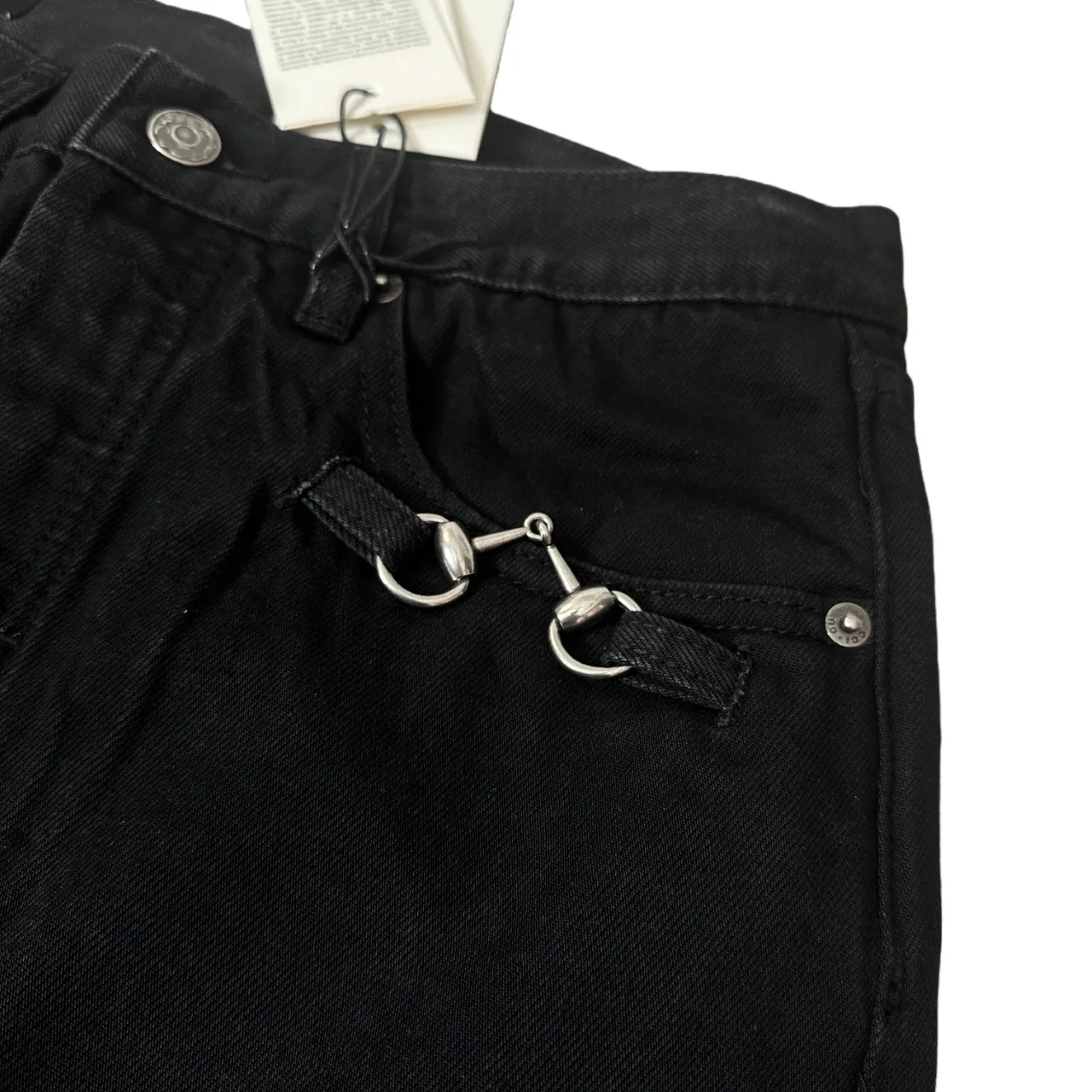 American Retro buckle Design Spring And Autumn Washed Micro-Flare Jeans Men And Women High-Waisted Hip-Hop Loose Wide Leg Jeans - Image 2