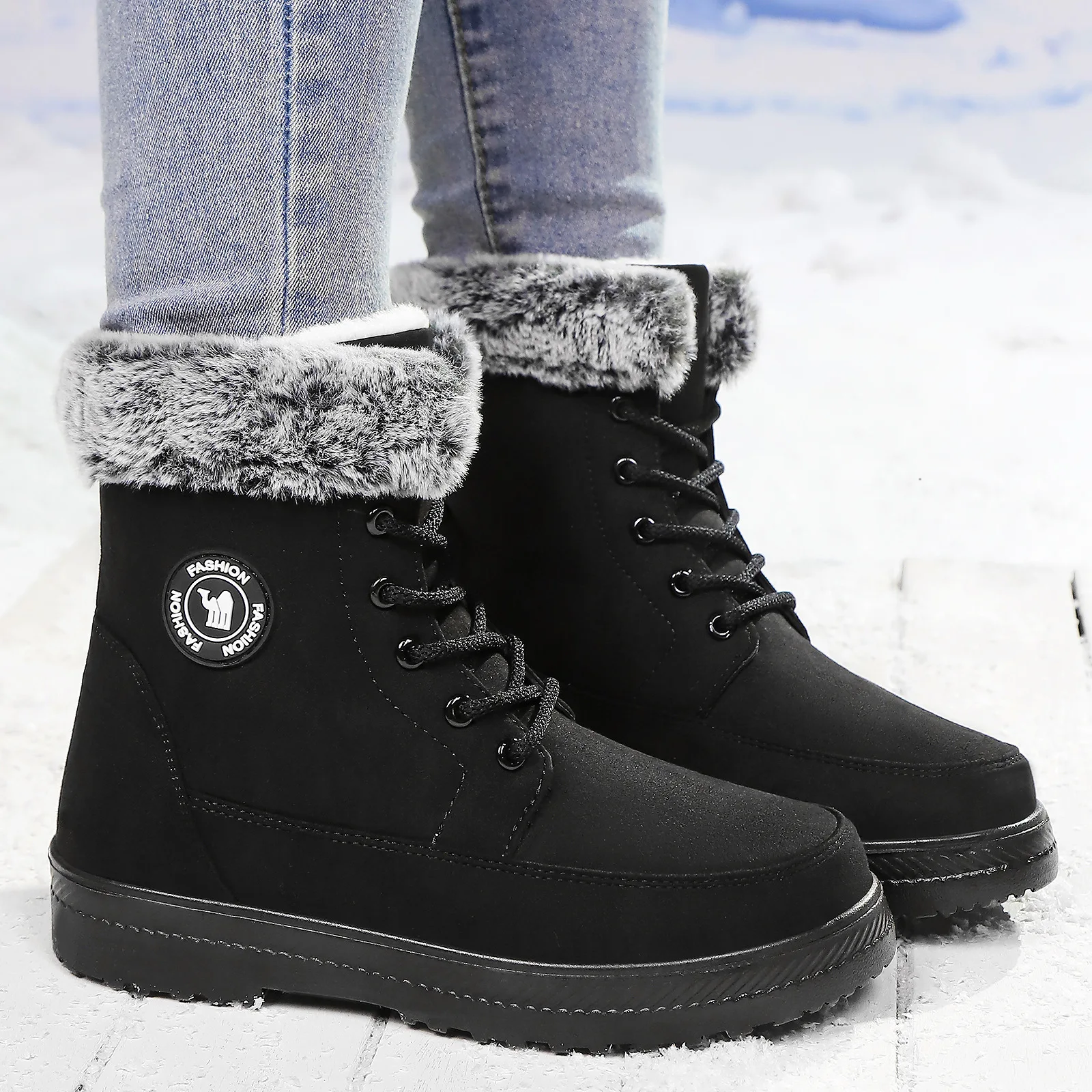 Women's shoes: Versatile winter snow boots, fleece and thickened cotton shoes, cold-proof and warm cotton boots, long boots