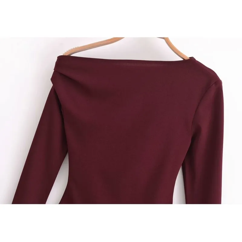 TRAF Asymmetrische elastische chiffon top Damestop voor dames Herfst Casual shirts Slanke blouse Vrouwelijke shirts en blouses