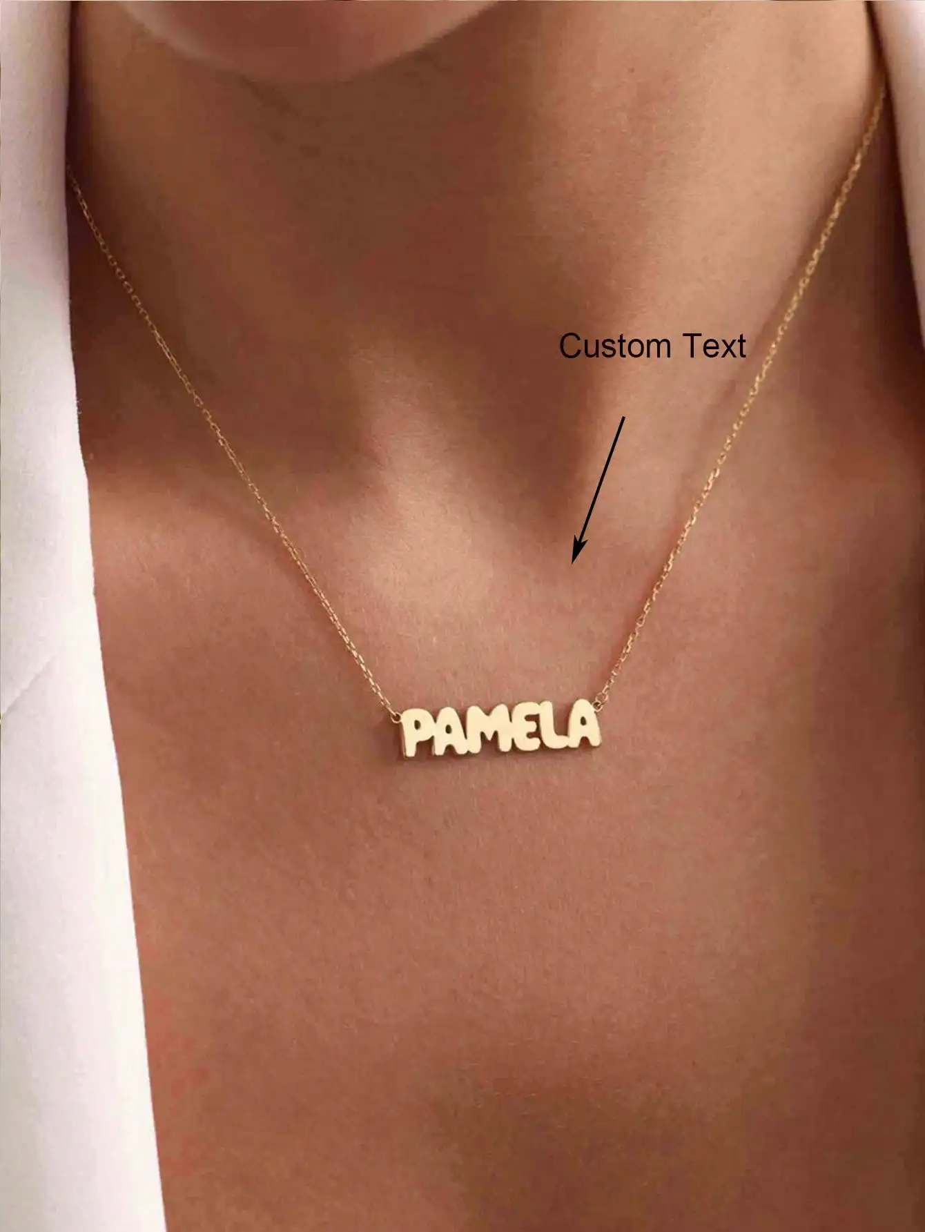 Personal isierte niedliche Buchstaben Name Halskette für Frauen Männer Gold Farbe Edelstahl Kette maßge schneiderte Geburtstag Schmuck Geschenk – Detail 1